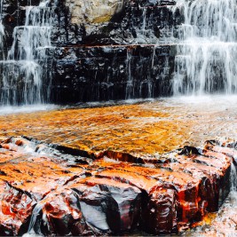 The refreshing and spectacular, Jasper Creek Waterfalls, a highlight of the Canaima National Park.