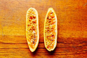 Bisected Banana passionfruit