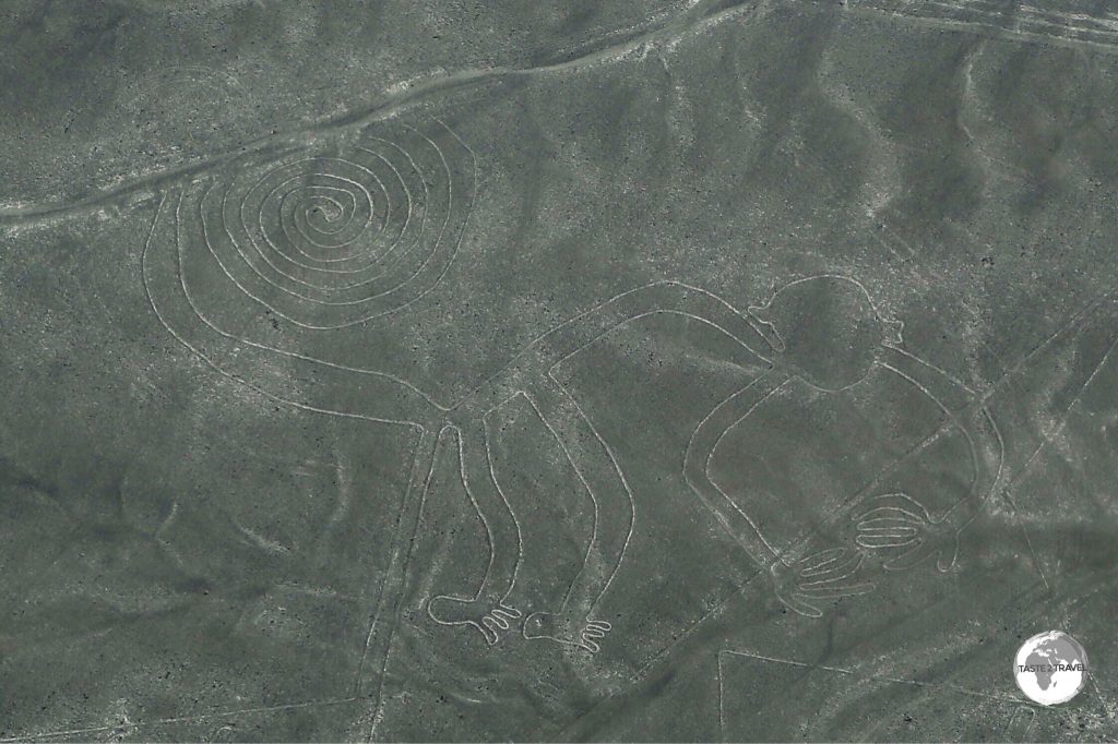 The Nazca Lines are a collection of giant geoglyphs, located in the desert region of Southern Peru.