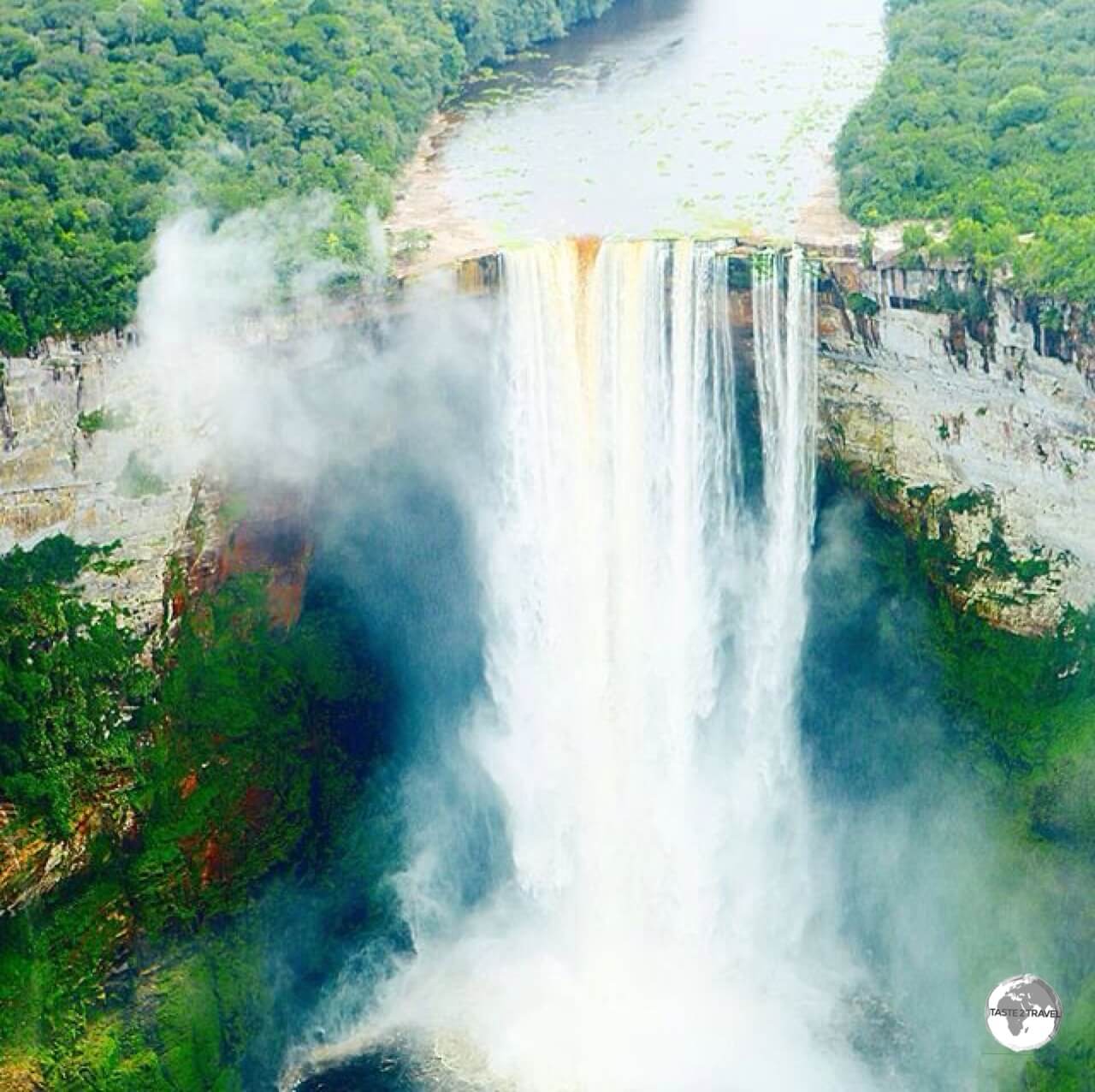 Kaieteur Falls is the world's widest single drop waterfall. The falls plunge 226 metres in a single drop.