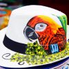 A colourfully painted Panama Hat.