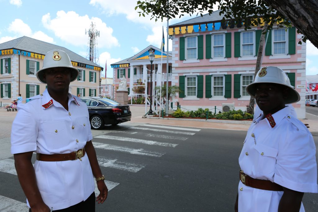 Policemen in downtown Nassau.