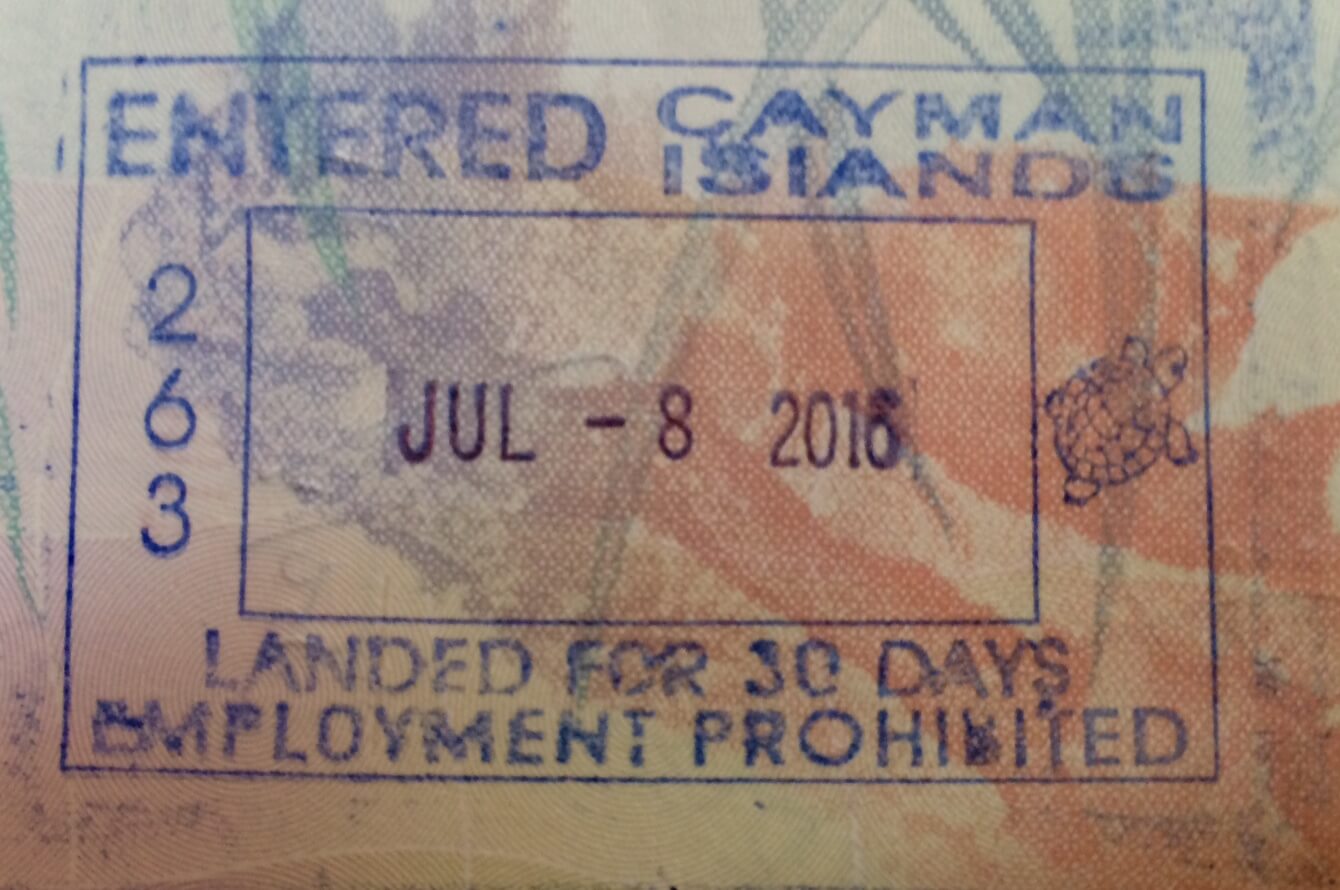 My Cayman Islands passport stamp.