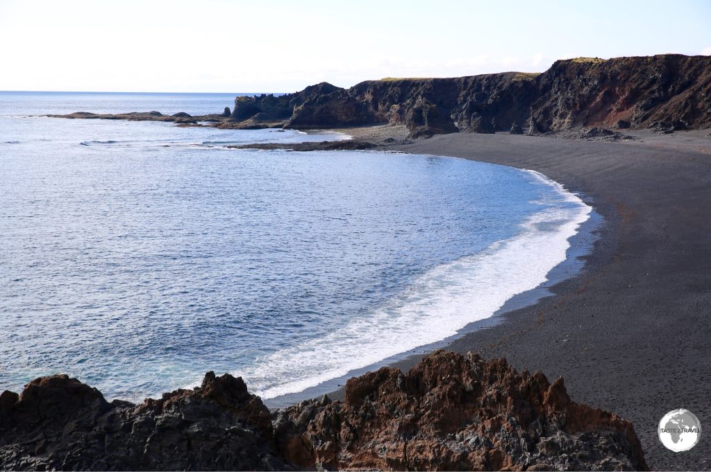Djúpalónssandur beach is surrounded by spectacular lava fields.
