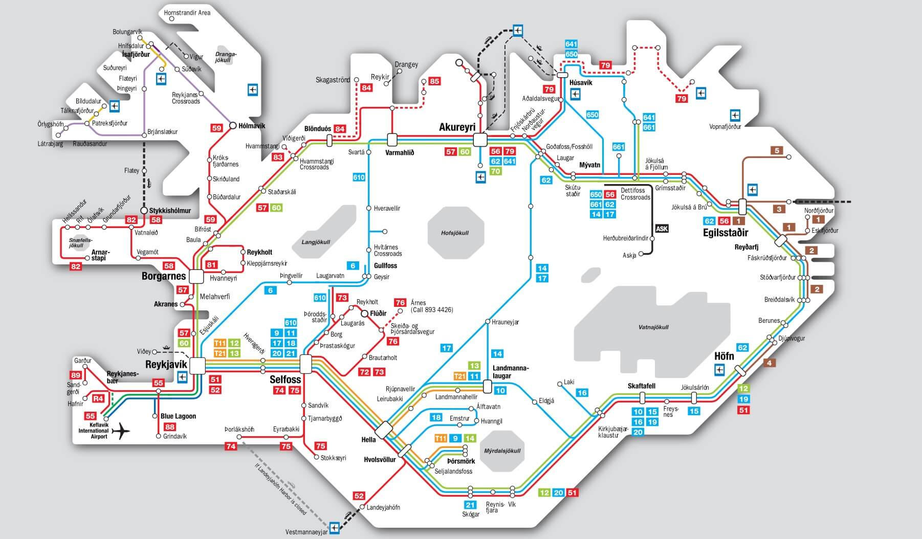 Iceland Public Transport Map
