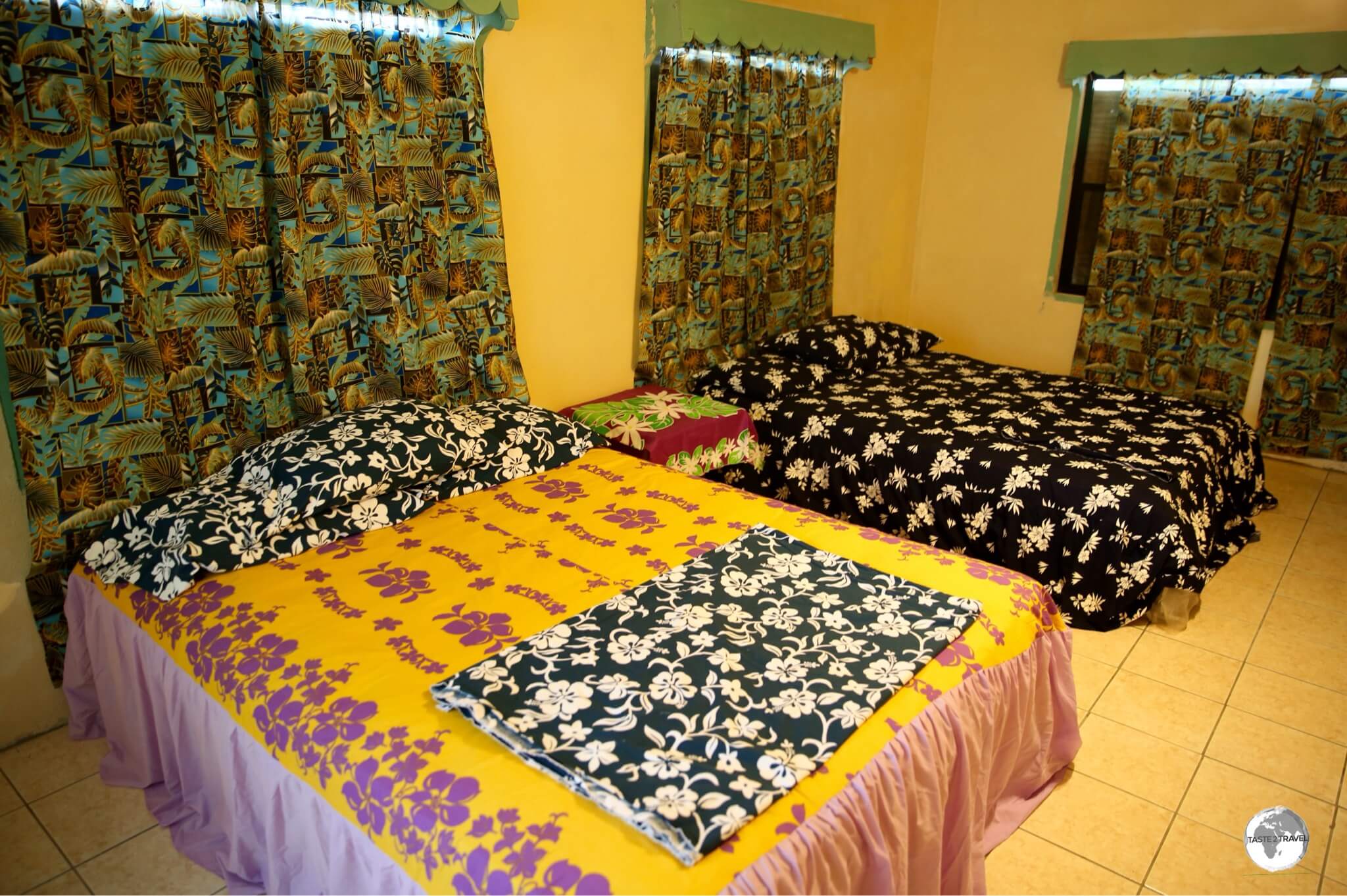 My colourful room at the homestay.