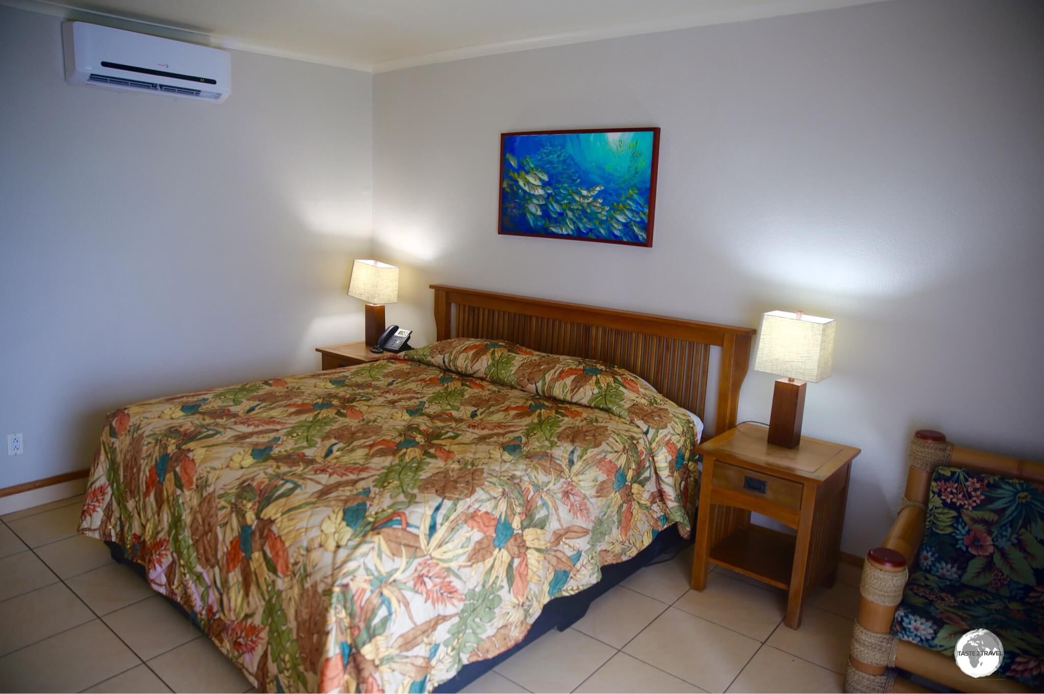 My comfortable room at 'Sadie's by the Sea' in Pago Pago. 
