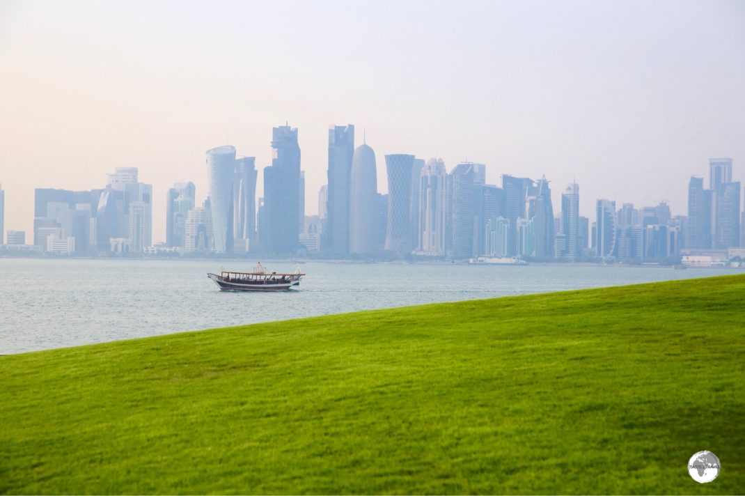 A view of the Doha city skyline from MIA park.