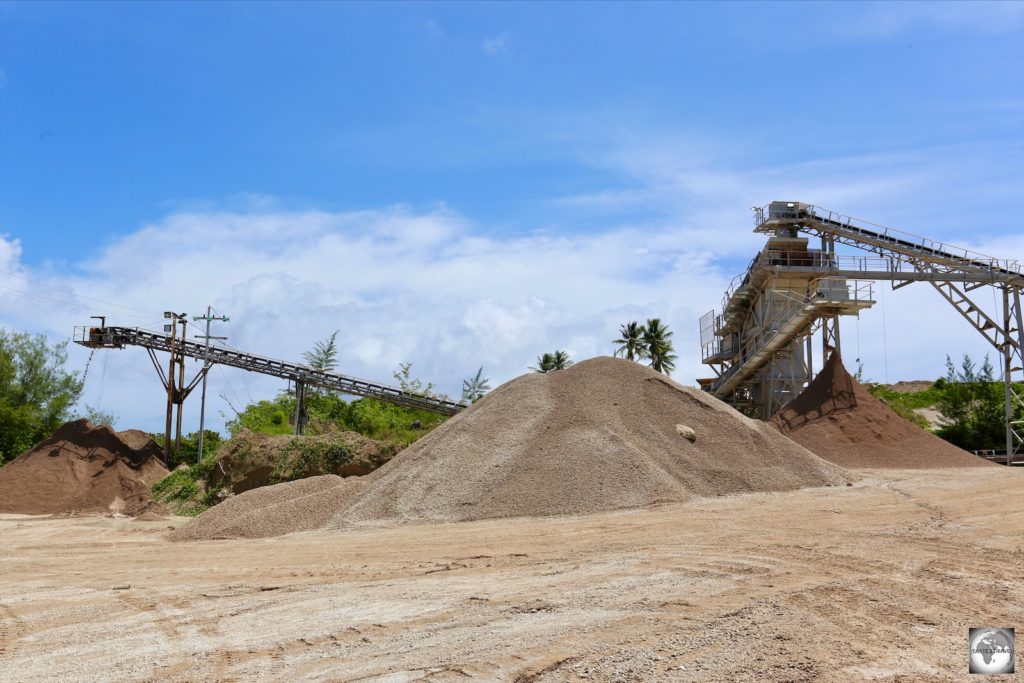 Phosphate being sorted into different grades at a mine on Topside.