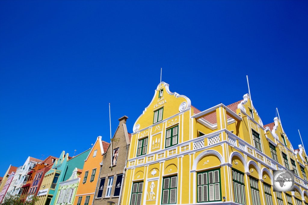 Penha House and the colourful Handelskade line the waterfront in downtown Willemstad.