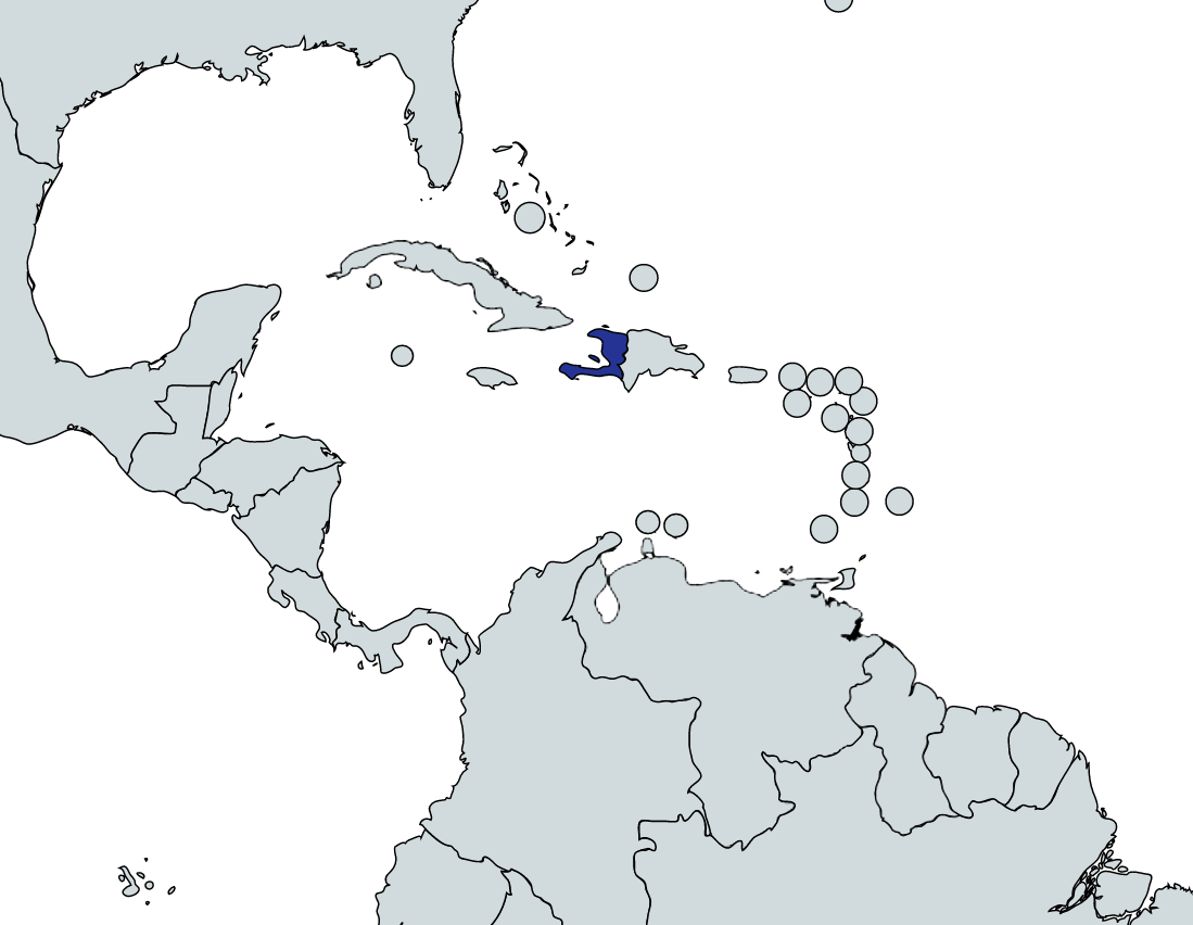 Map highlighting Haiti