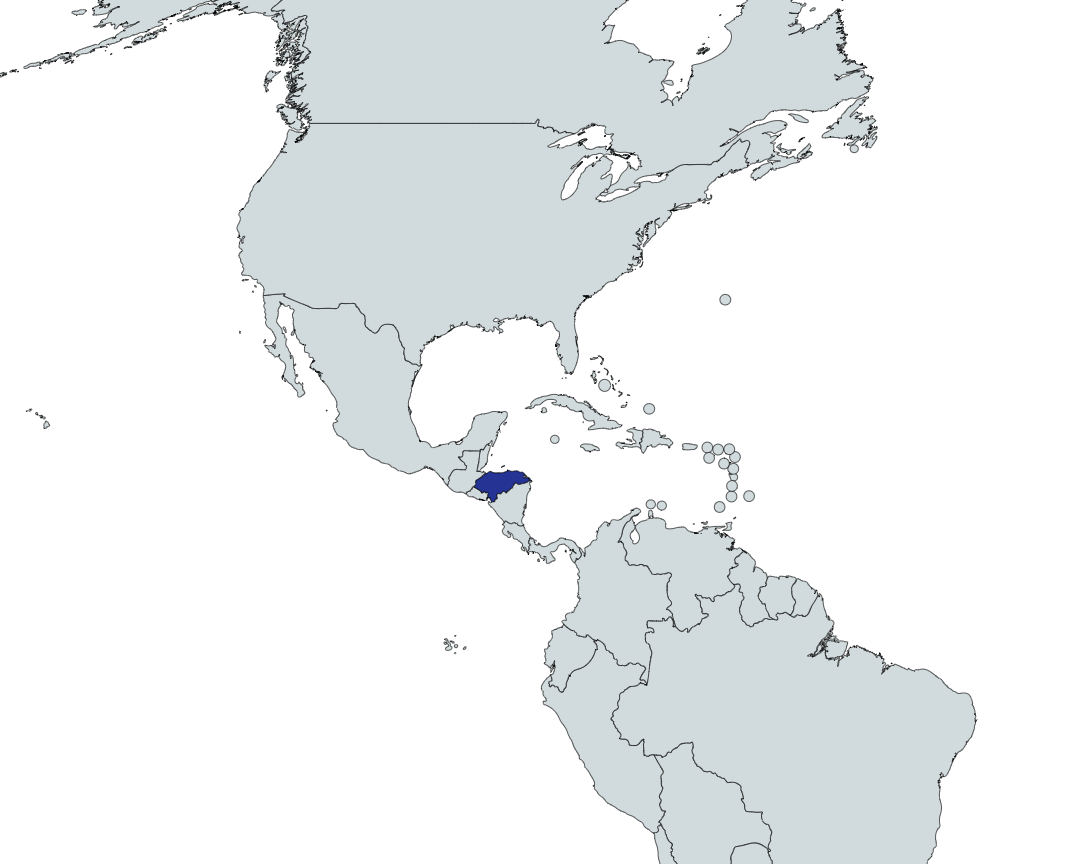 Map highlighting Honduras