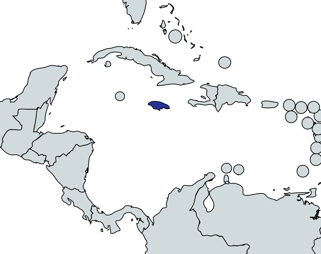 Map highlighting Jamaica