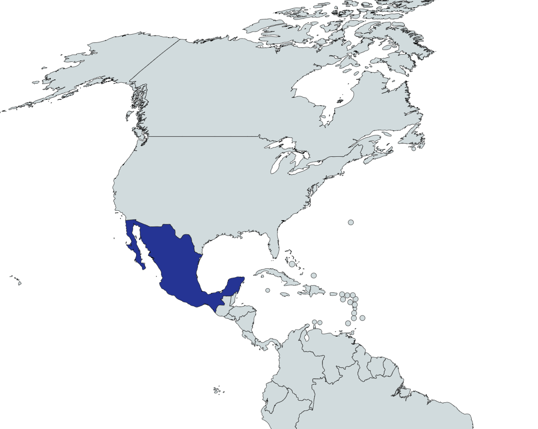 Map highlighting Mexico