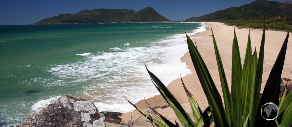 A view of Armação Beach, one of the finest beaches on the island of Florianópolis, a highlight of Santa Catarina state in southern Brazil.