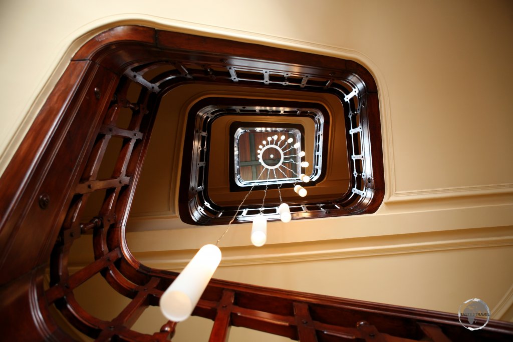 A view of the staircase inside the Palace of Liberty (Paço da Liberdade), a highlight of Curitiba.