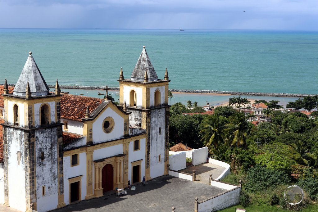Panoramic view of the Cathedral Alto da Se, the main cathedral in the historic town of Olinda, Pernambuco, Brazil.