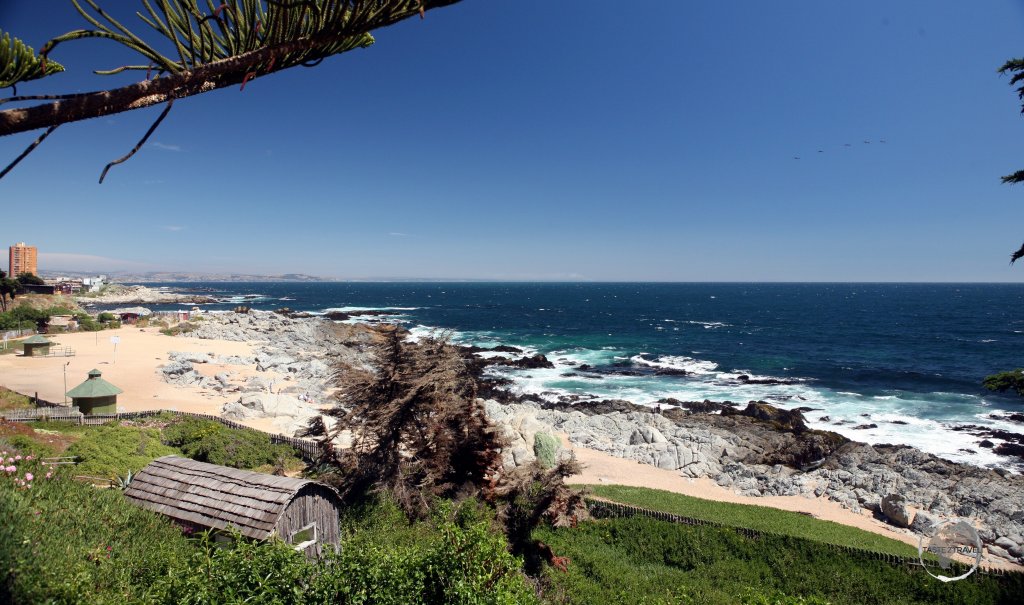 A view of the Pacific coast from Isla Negra, the coastal residence of famous Chilean poet, Pablo Neruda.