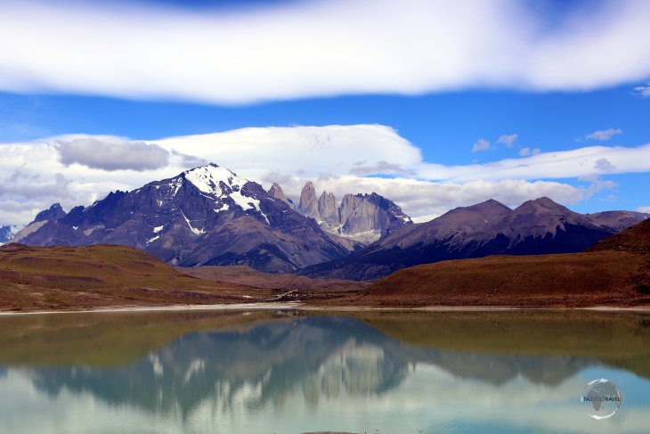 A view of the Torres del Paine massif from Lago Sarmiento, one of the many highlights of the Torres del Paine National Park.