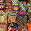 Brightly coloured with beautiful patterns, Wayuu Mochila bags, which are produced by local native Indians, are a popular souvenir item in Cartagena old town.