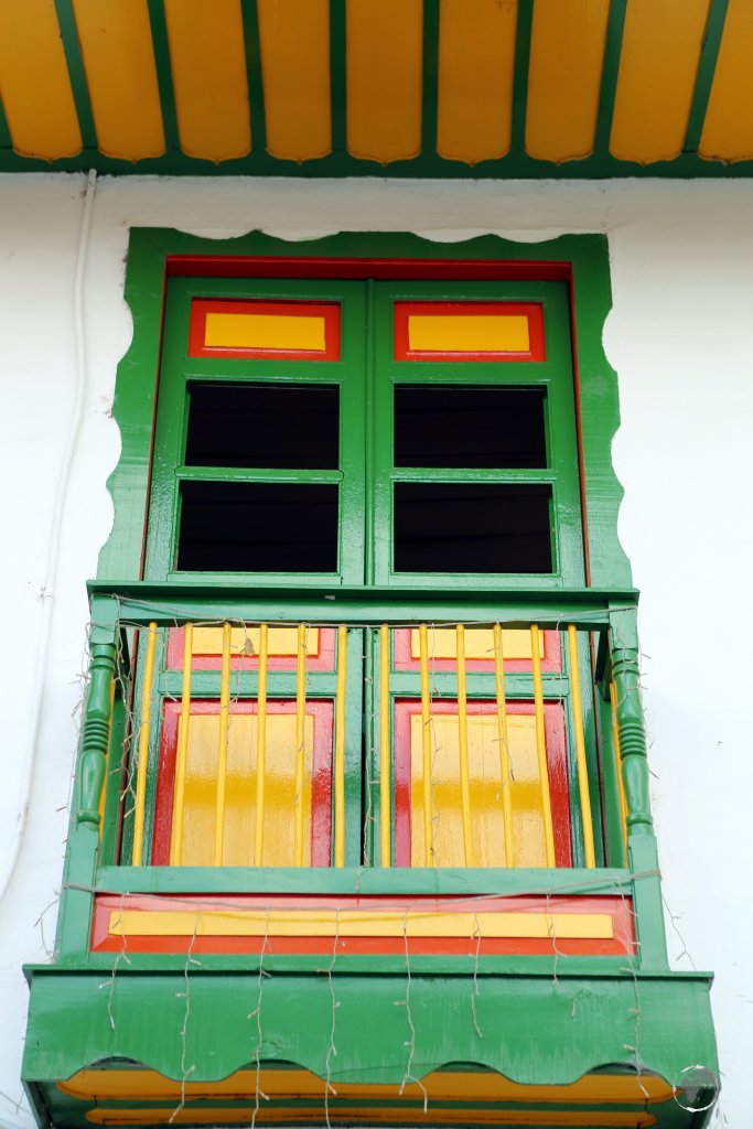 Detail of a building on Calle Real, the main street of Salento, which was founded in 1842 by the Spanish.