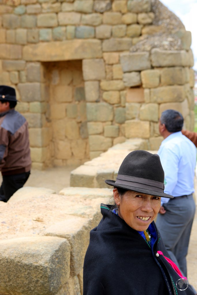Local indigenous Indian tourists, visiting the ruined Inca complex at Ingapirca, north of Cuenca, Ecuador.