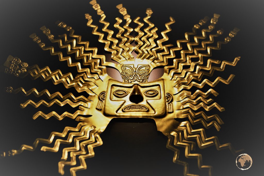 A gold mask of the sun god Inti, is a highlight of the National Ethnographic Museum of Ecuador in Quito.