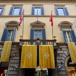 A view of the Magistral Palace (Palazzo Malta), the headquarters of the Order of Malta.