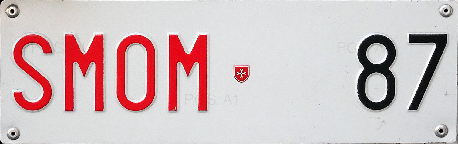A Sovereign Military Order of Malta vehicle license plate.