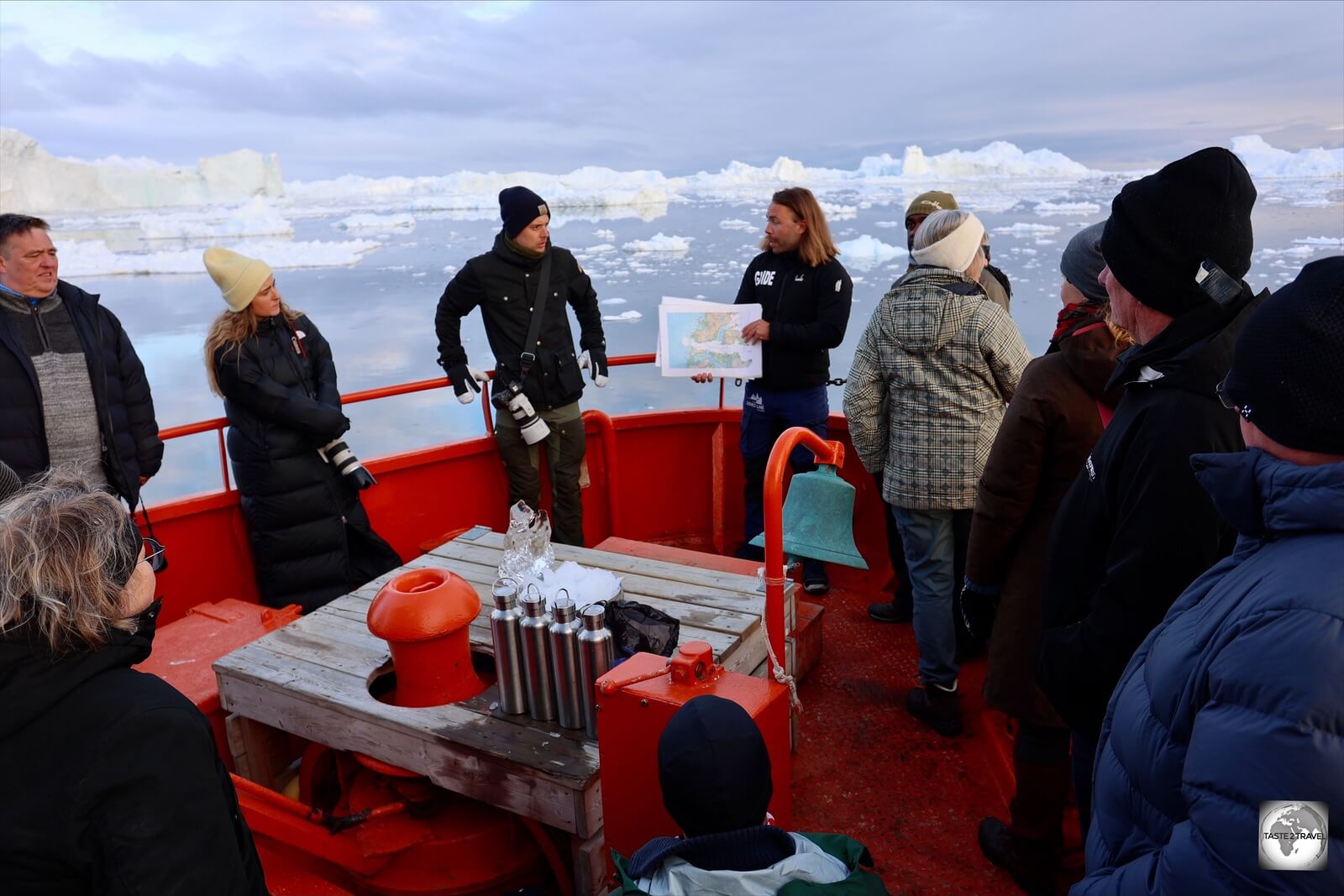 The guide on our Disko Line Icefjord cruise, providing information on the Icefjord.