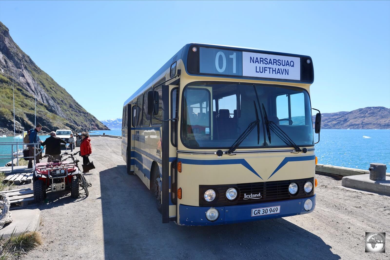 There is just one bus operating a shuttle service between the pier and the airport in the settlement of Narsarsuaq.