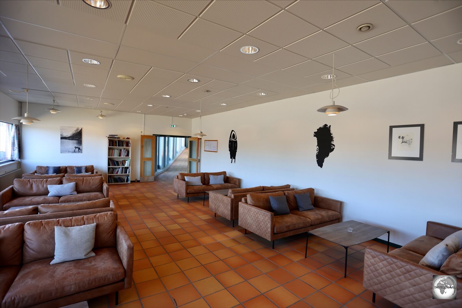 The reading room at the Hotel Narsarsuaq. 