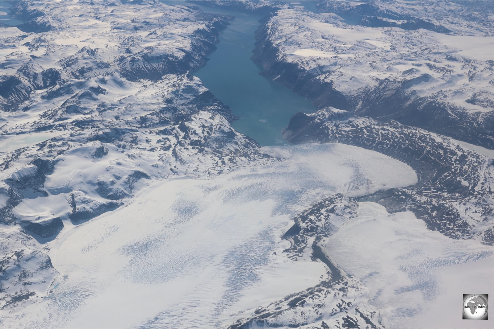 A view of the Greenland Ice Sheet from my Air Greenland flight between Narsarsuaq and Nuuk.