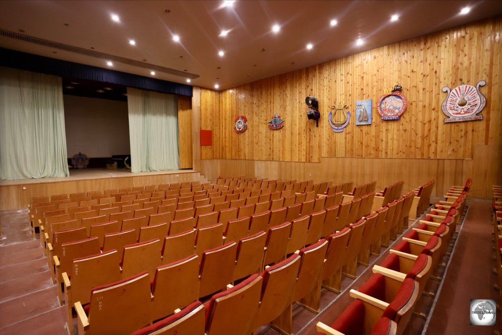 The auditorium in the Pyramiden cultural centre.