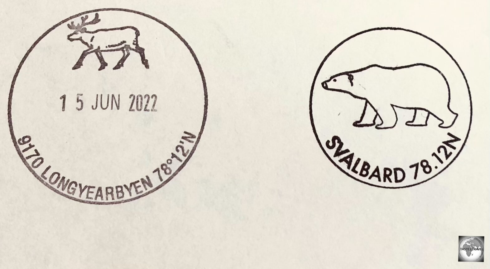 The polar bear and reindeer postmarks, which are used at Longyearbyen PO.