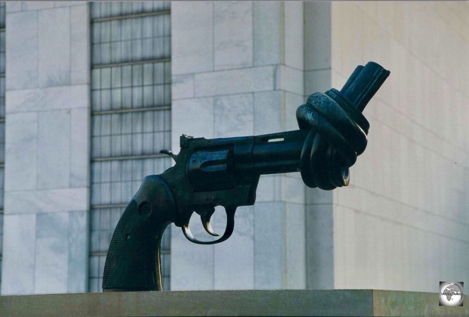 Non-Violence sculpture at UN HQ in NYC.