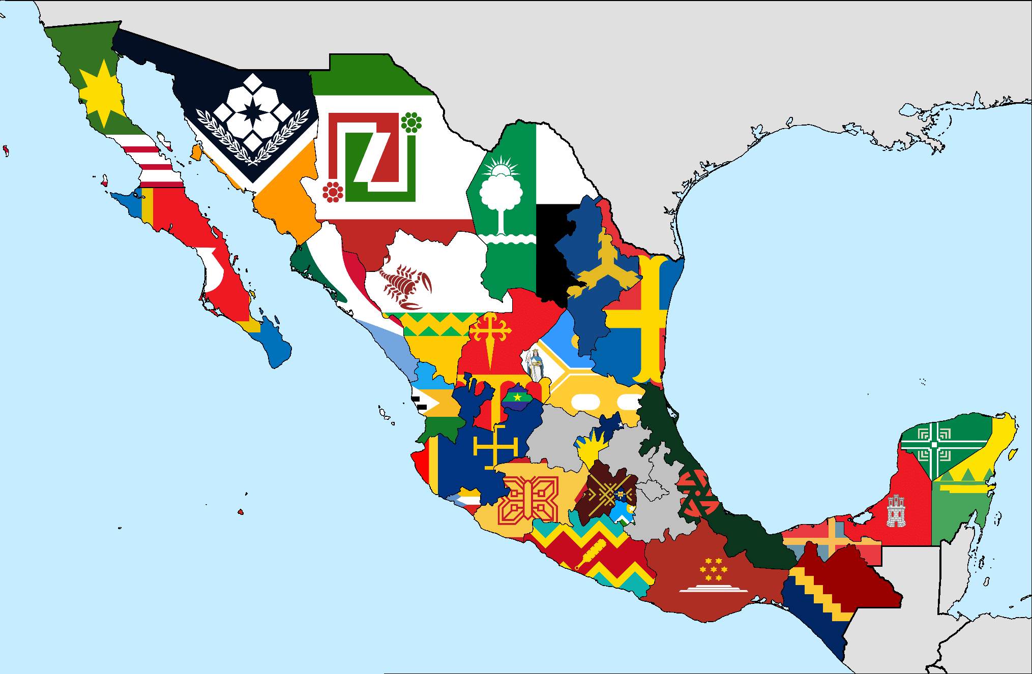 State Flags of Mexico Map