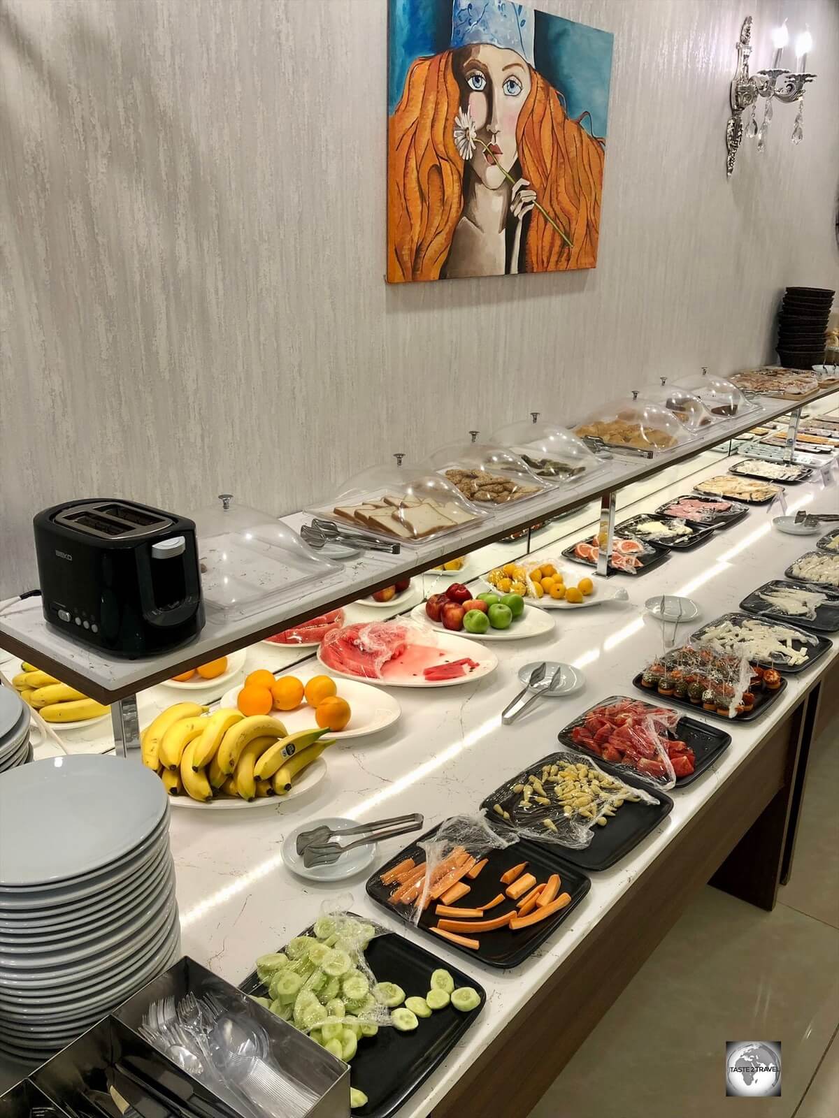 The breakfast buffet at the Erbil View hotel. 