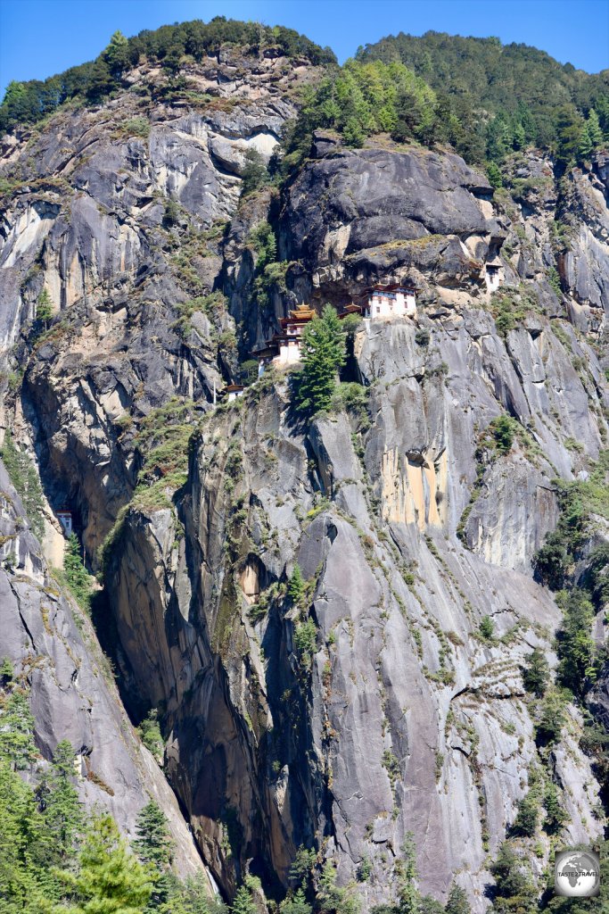 The view of the Tiger's Nest Monastery from the terrace of the Taktsang Cafeteria..