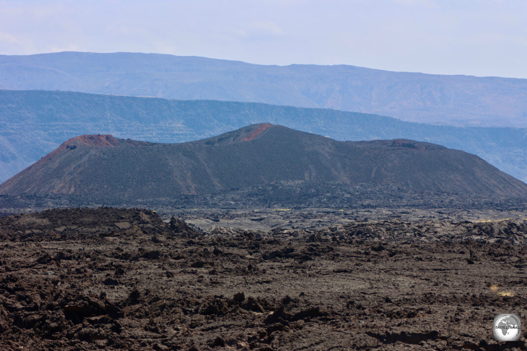 These lava flow fields near Lake Assal were created in 1978 when the Ardoukôba volcano erupted.