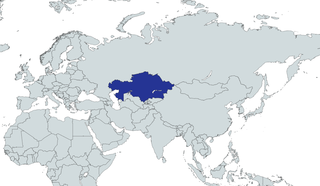 Map Highlighting Kazakhstan