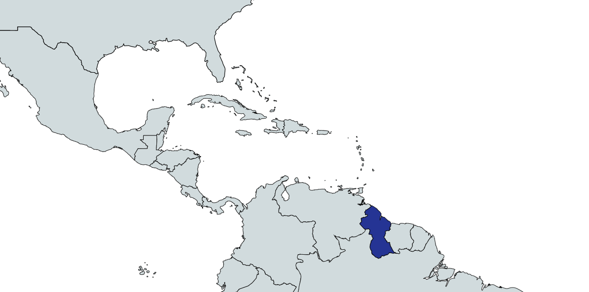 Map Highlighting Guyana
