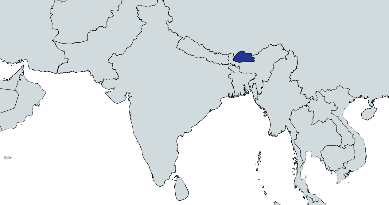 Map Highlighting Bhutan