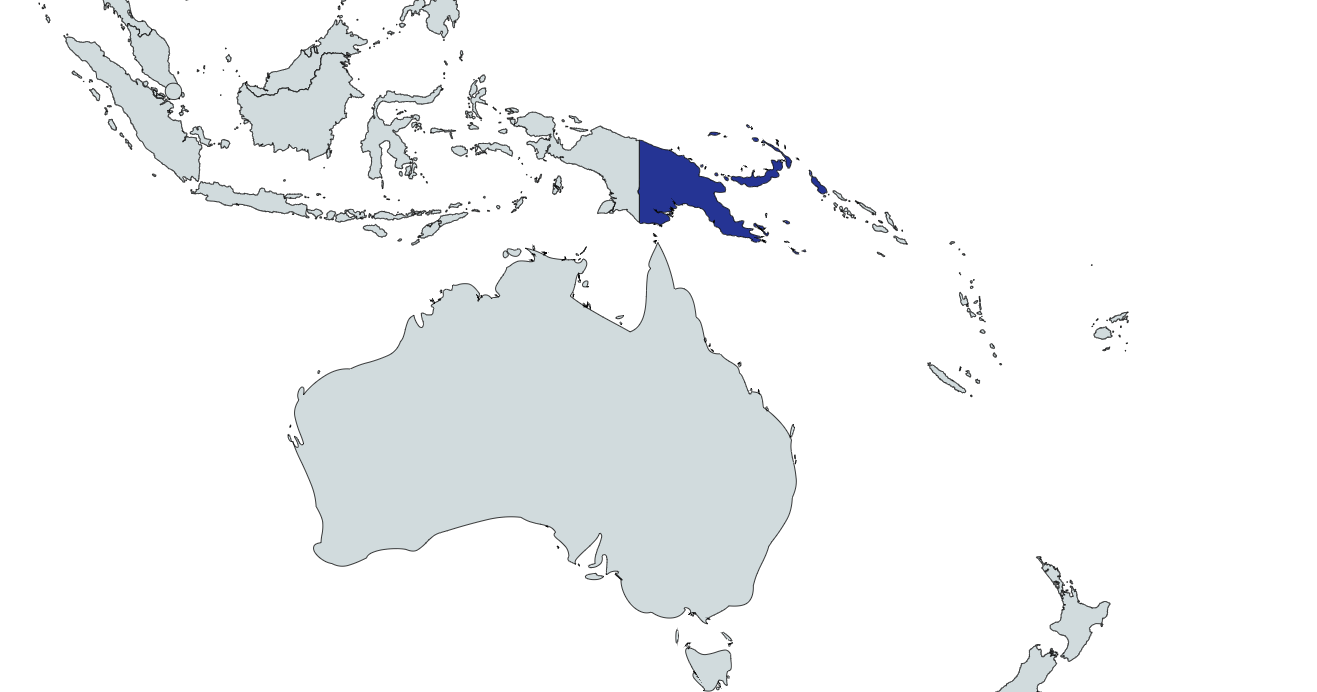 Map Highlighting Papua New Guinea
