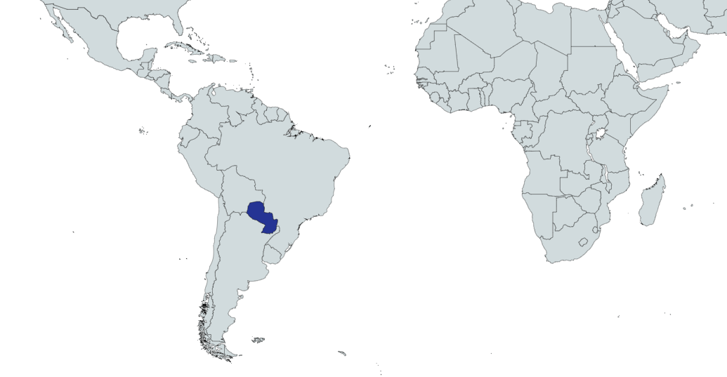 Map Highlighting Paraguay