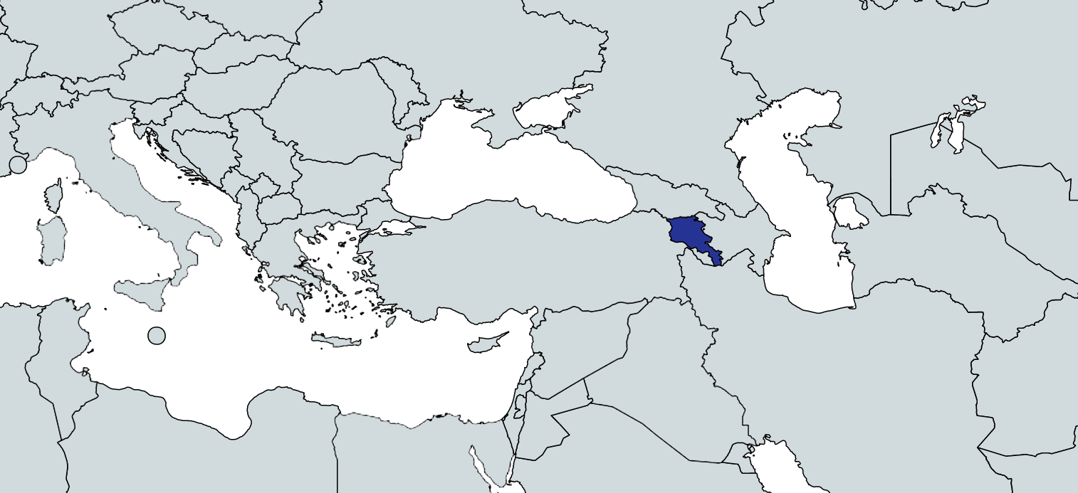 Map Highlighting Armenia
