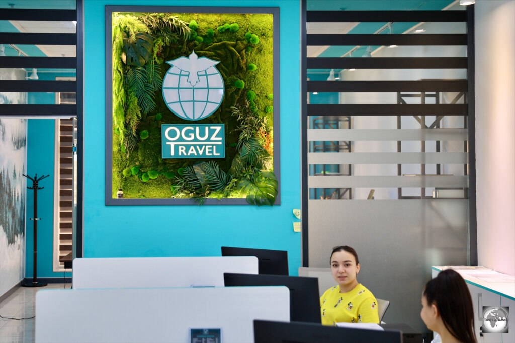 A view of the office of Oguz Travel in Ashgabat.