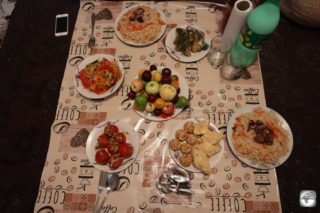 A traditional Turkmen dinner, prepared by Rejep's amazing wife.