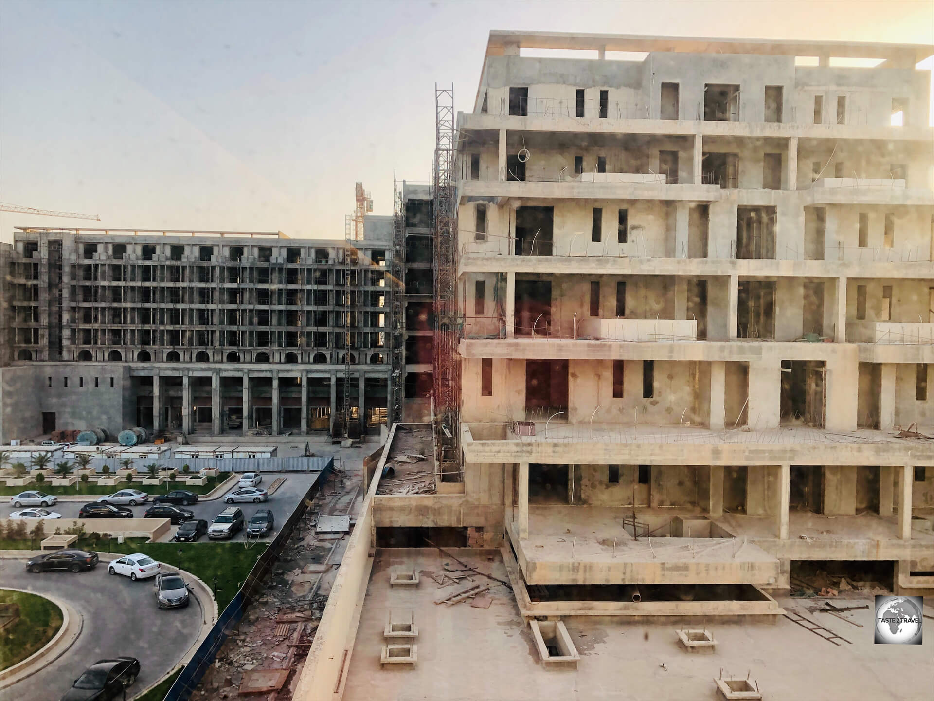 A view of the abandoned Sheraton Tripoli Hotel construction site. 