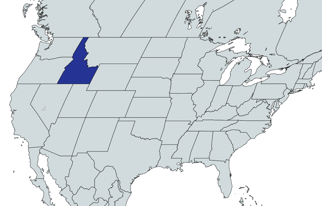 Map Highlighting Idaho